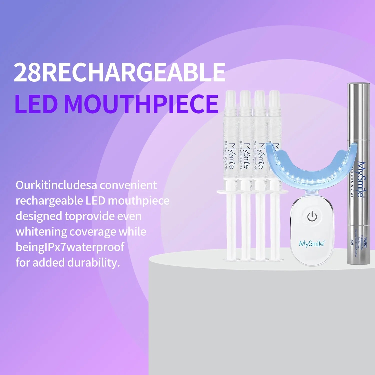Ultimate Teeth Whitening Kit with 28 LED Light, 4X 3ML 35%CP Teeth Whitening Gel, 1X 4ML Teeth Whitening Pen, 10 Min, Remove 10 Years of Stains